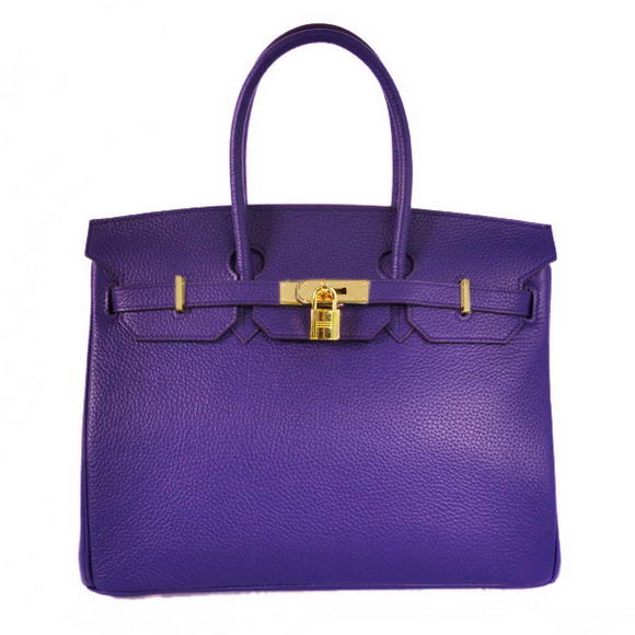 H35 Hermes Birkin 35CM Tote Bags granulato Vitello H35 Iris